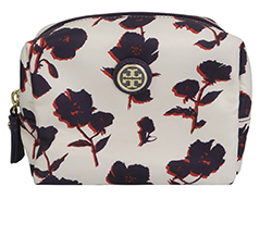 Tory Burch Floral Small Makeup Bag,Leather,Purple/White,4